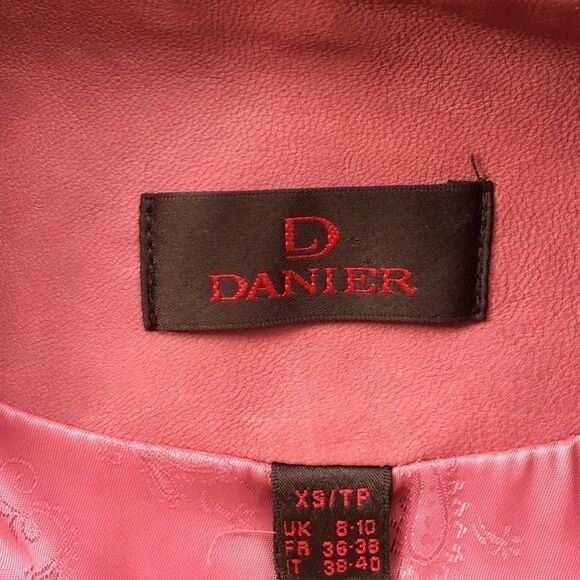 DANIER Leather Moto Biker Jacket Pink XS - Picture 7 of 16